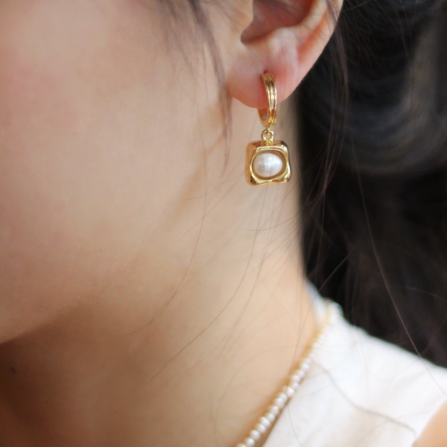 Golden Glow Pearl Earrings