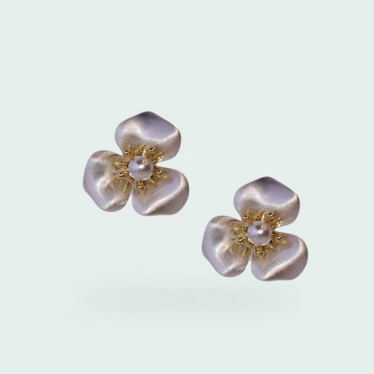 Lustrous Bloom Earrings - Silver