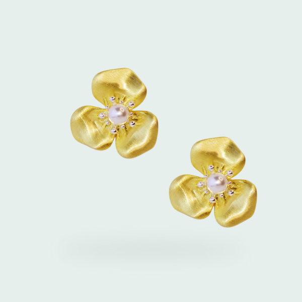 Lustrous Bloom Earrings - Gold