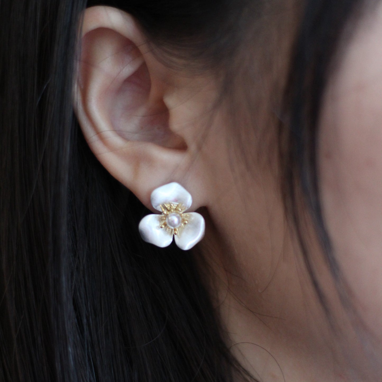 Lustrous Bloom Earrings - Silver