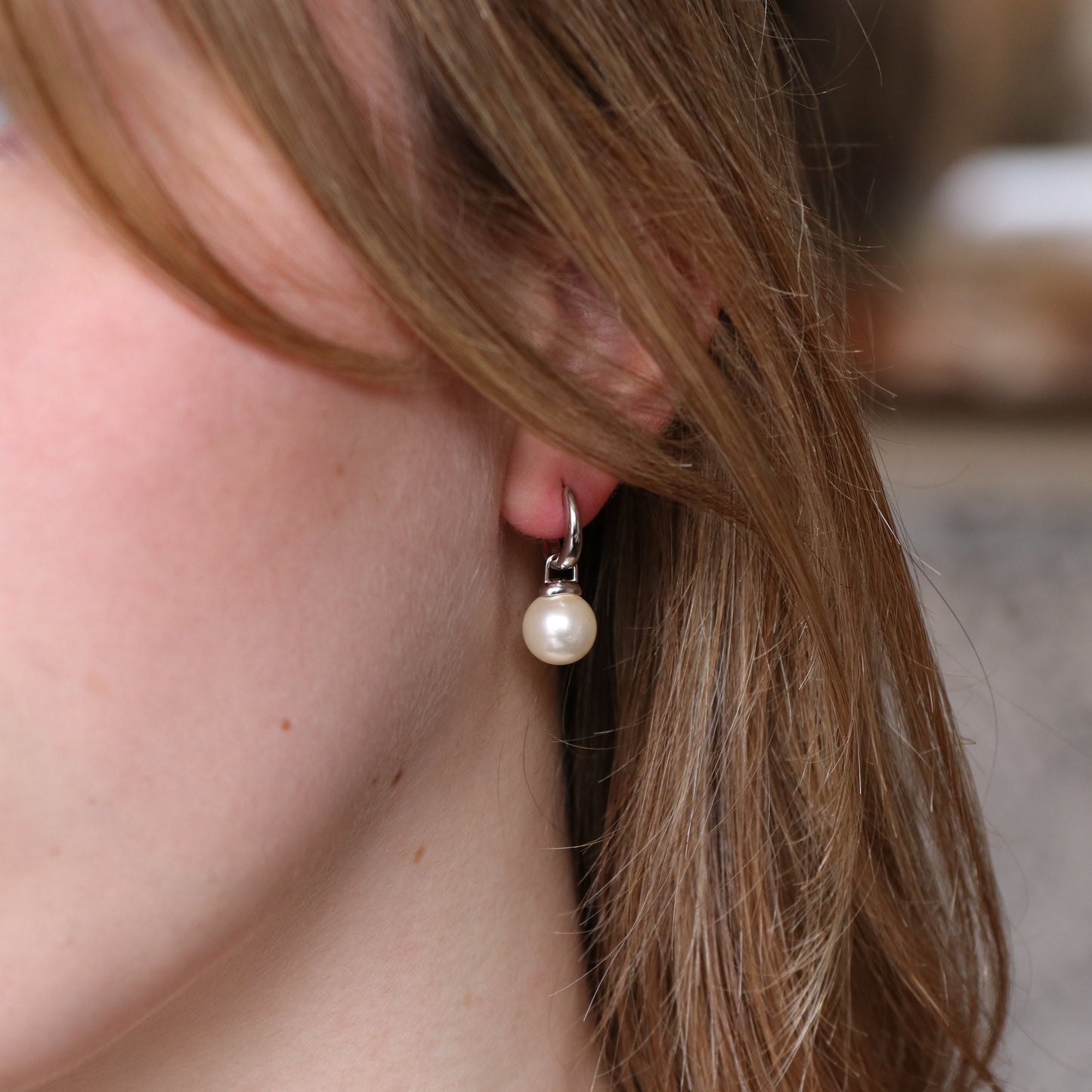 The Classic Drop Earring- Silver White