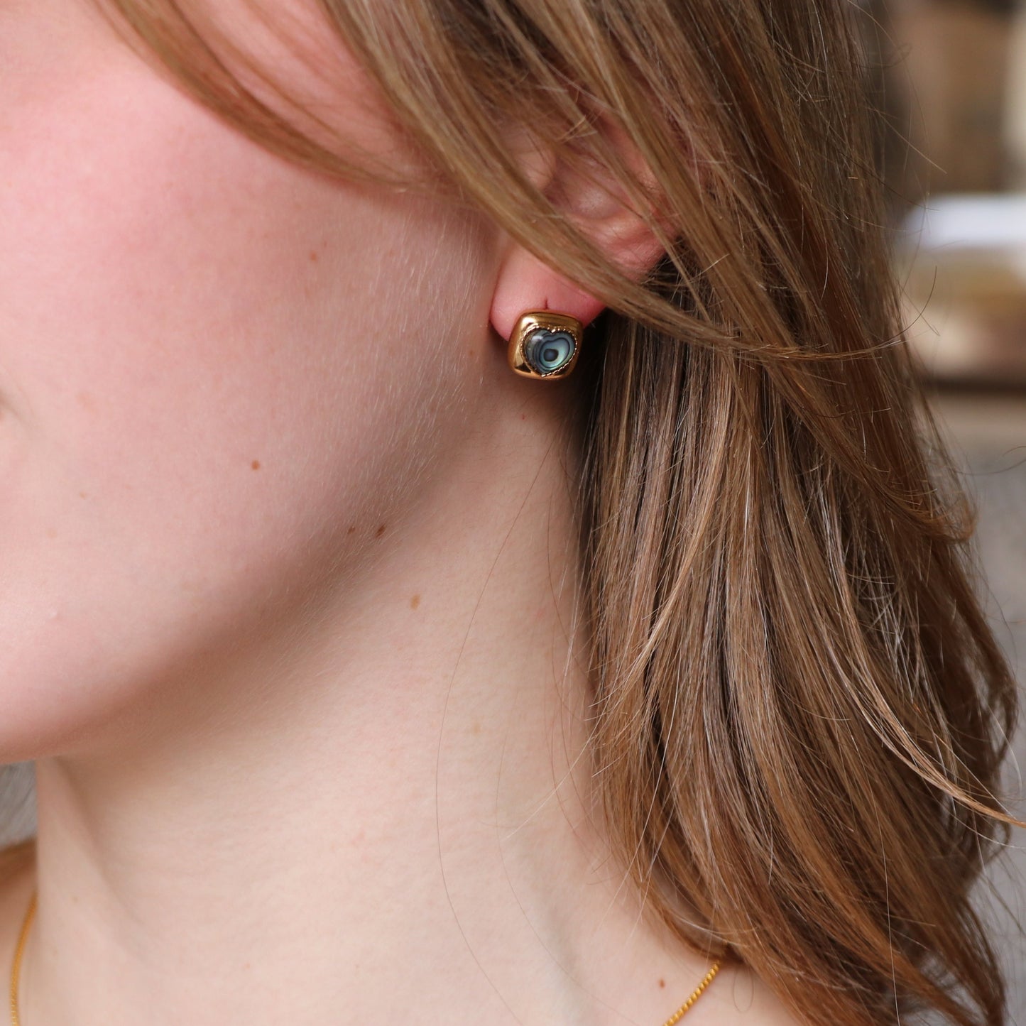 Square Abalone Shell Studs